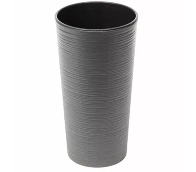 Siena Garden Pflanzkübel Locon, rund, Ø 30x57,0 cm Rillenoptik in graphit Kunststoff