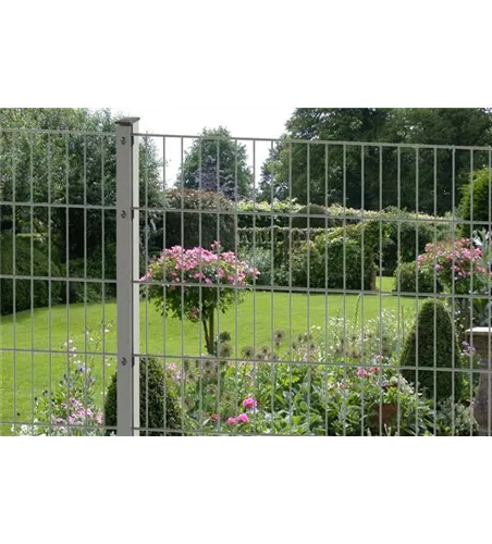 Doppelstabmattenzaun 123 x 251 cm, feuerverzinkt / silbergrau, 6/5/6, Premium
