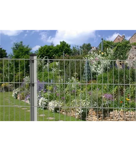 Doppelstabmattenzaun 143 x 251 cm, feuerverzinkt / silbergrau, 6/5/6, Standard